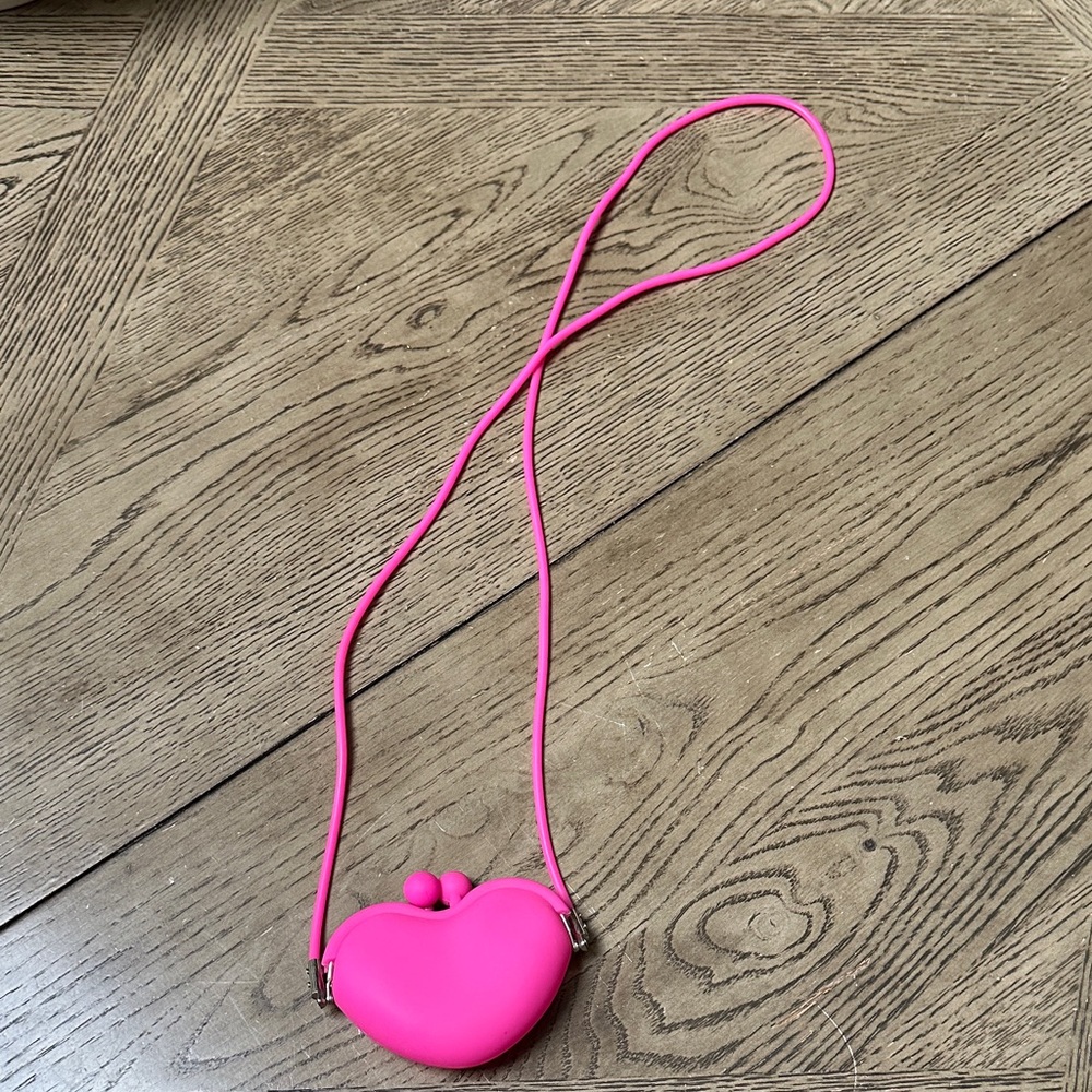 Rubber Heart-Shaped Pink Crossbody Bag